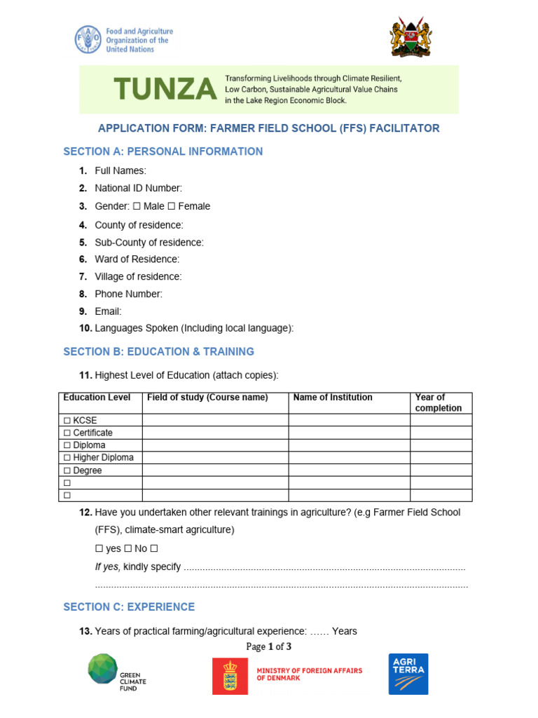 Farmer Field School Facilitator Application | PDF