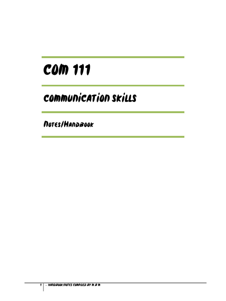 Communication Skills Handbook | PDF