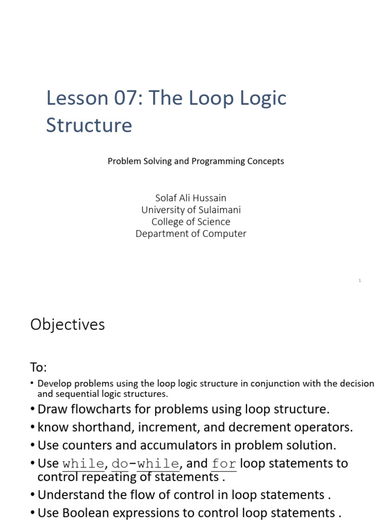 Lesson 07 - Control Statements II - Loop - Copy - 260121 - 225206 | PDF ...