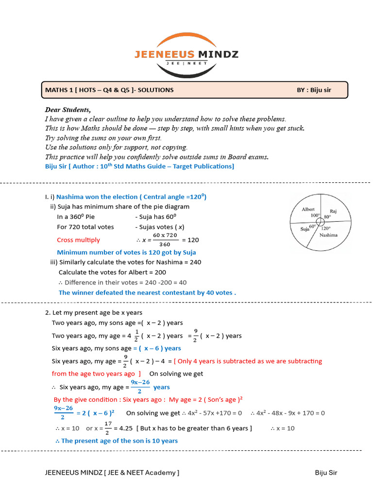 NEET & JEE Maths Solutions Guide | PDF | Length | Area