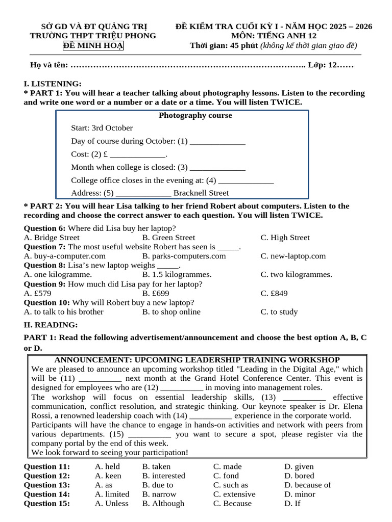 English Test Paper for Grade 12 | PDF | City | Sustainability