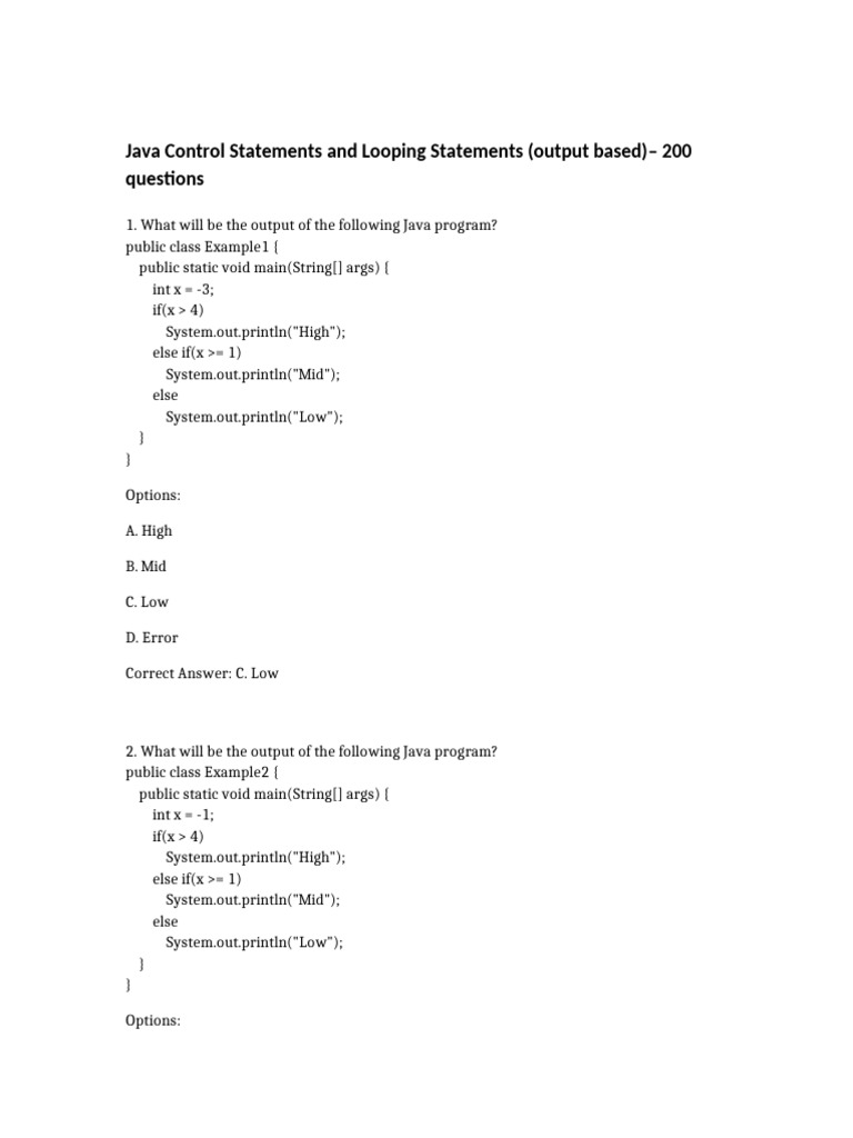Java Output Questions: 200 Examples | PDF | Chess Theory | Software