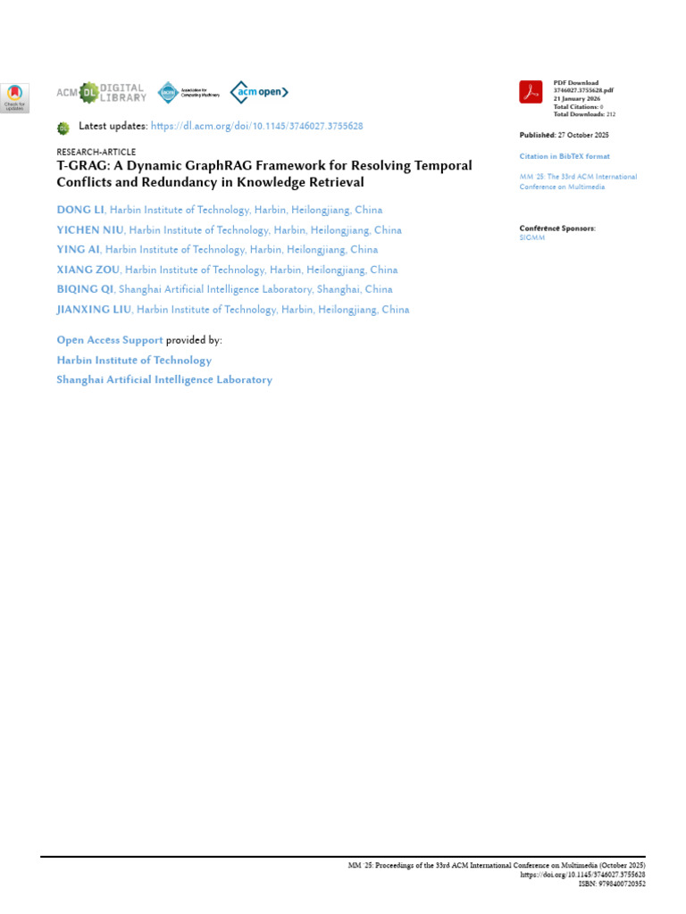 T-GRAG: Dynamic Framework for Knowledge Retrieval | PDF | Vertex (Graph ...