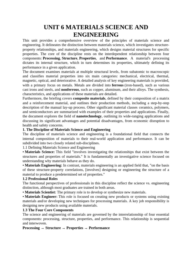 Unit 6 Materials Science and Engineering | PDF | Alloy | Iron
