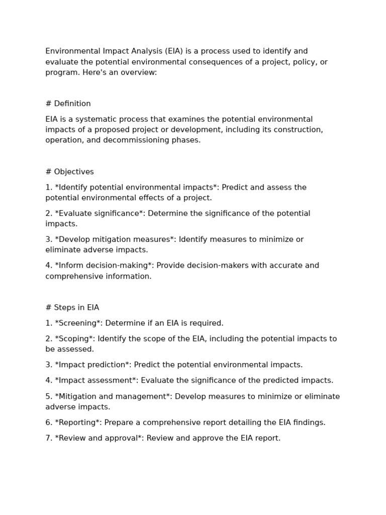 Environmental Impact Assessment Overview | PDF | Environmental Impact ...