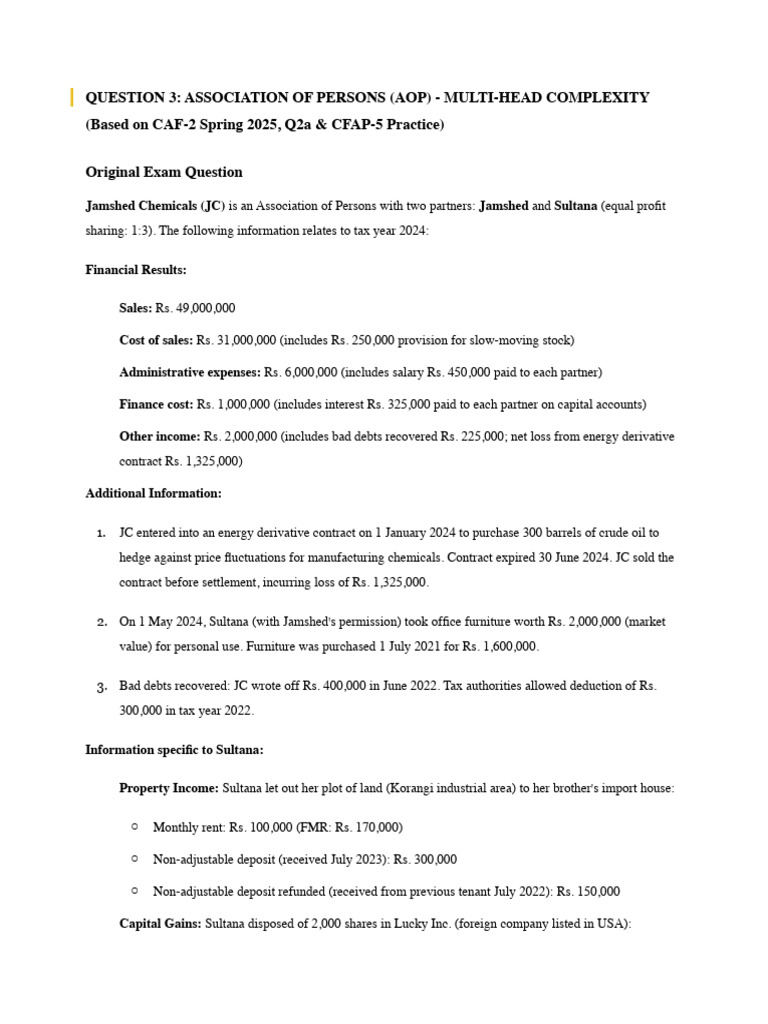AOP Tax Computation for Jamshed Chemicals | PDF | Taxes | Tax Deduction
