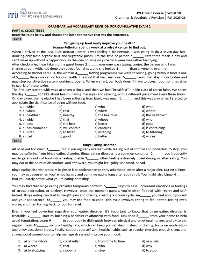 Grammar & Vocabulary Exam Revision Guide | PDF | Electronic Cigarette
