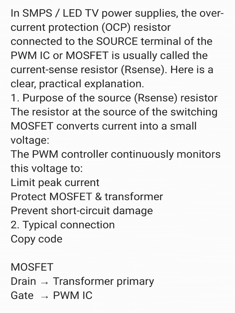 Over-current Protection (OCP) Resistor Connected to the SOURCE Terminal ...
