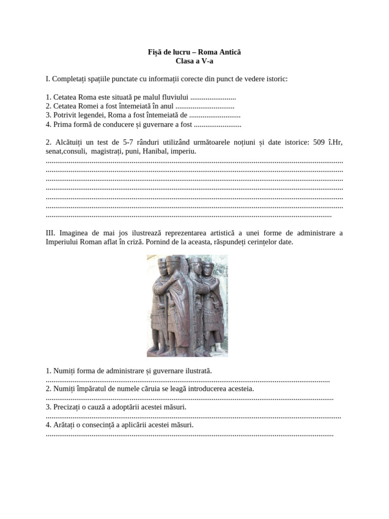 Fisa de Lucru Roma Antica | PDF