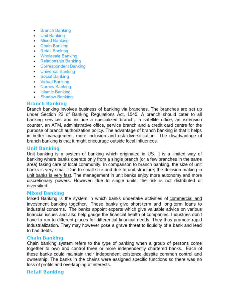 Types of Banking Systems Explained | PDF | Banks | Service Industries