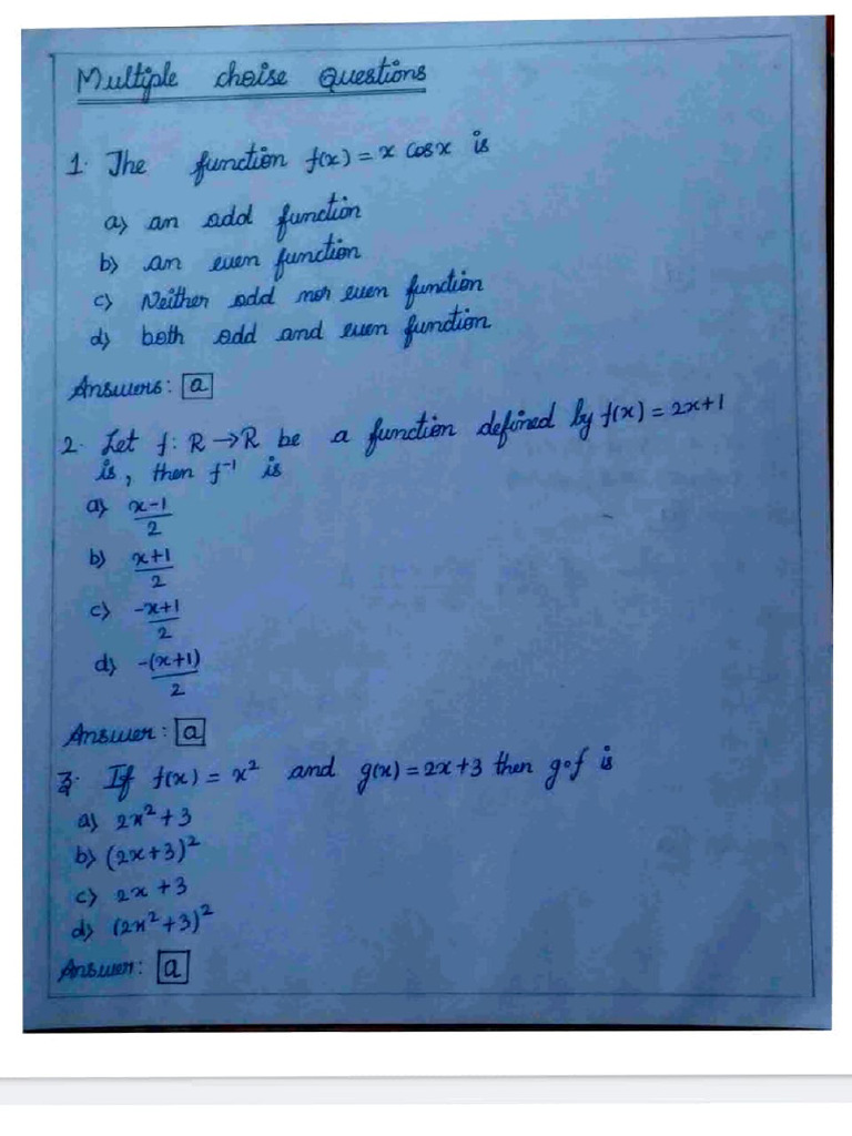 Calculus Function Questions and Answers | PDF