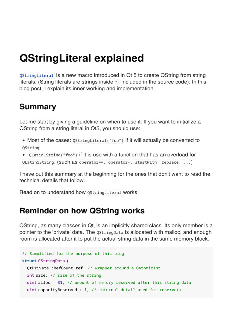 qt_QStringLiteral_explained | PDF | String (Computer Science) | Pointer ...