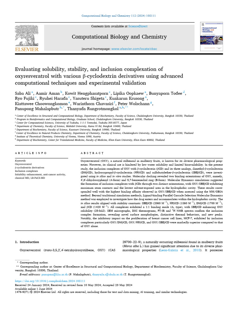 Evaluating Solubility Stability and Inclusion Complexatio 2024 ...