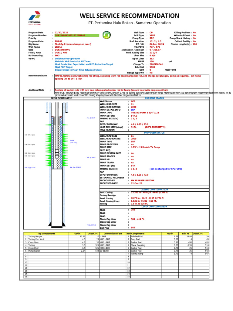 Well Service Procedure for Pump Maintenance | PDF | Pump | Hydraulics