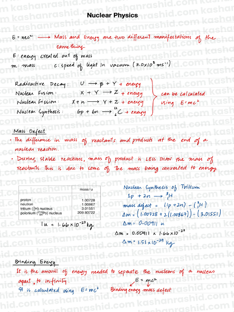 A2 Notes - Nuclear Physics - Physics by Kashan Rashid | PDF
