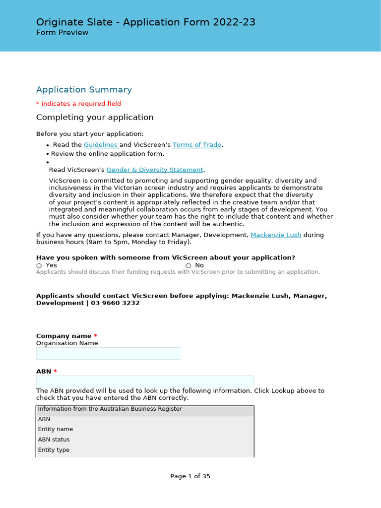 Originate Slate - Application Form 2022-23-Application | PDF | Budget ...