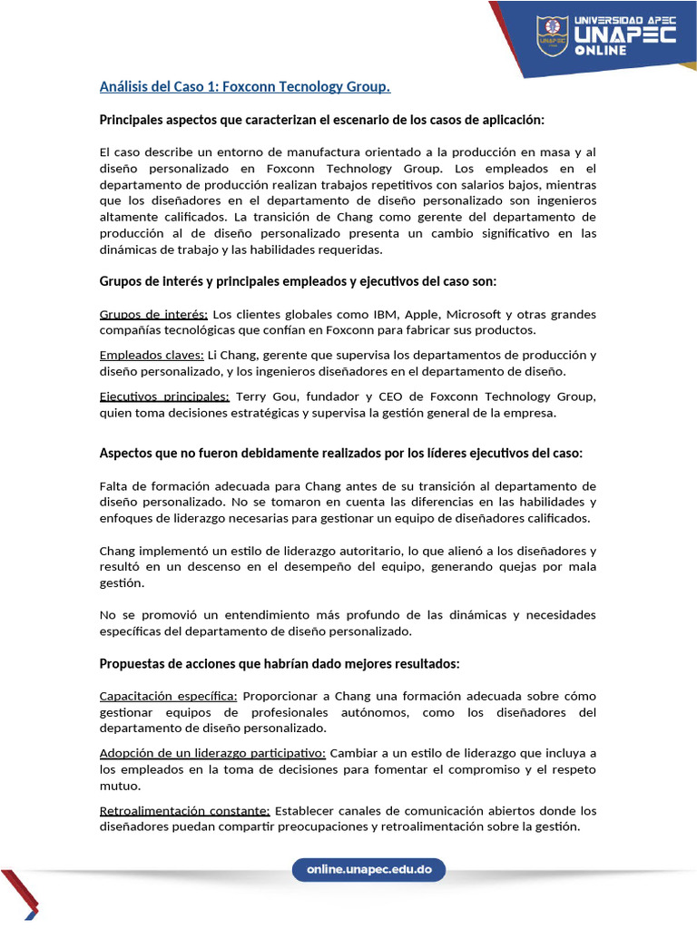 Caso Foxconn Escrib | PDF | Liderazgo | Diseño