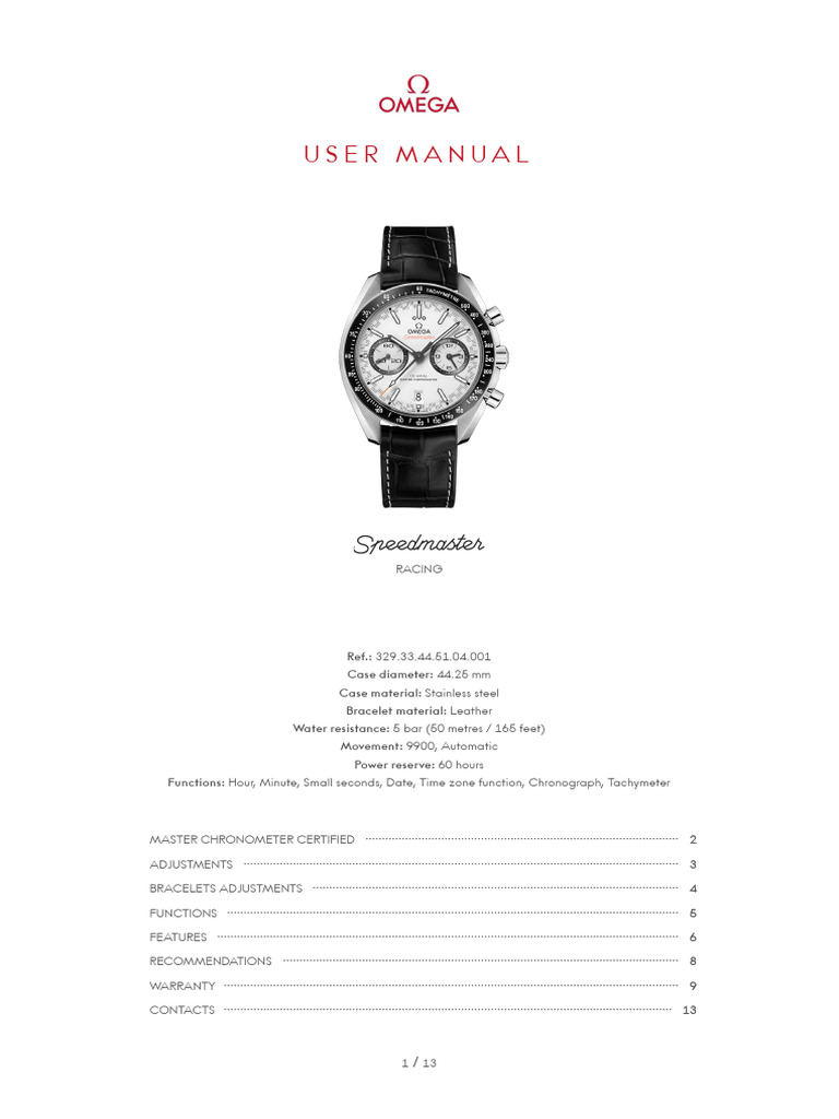 OMEGA Racing User Manual Guide | PDF | Clock