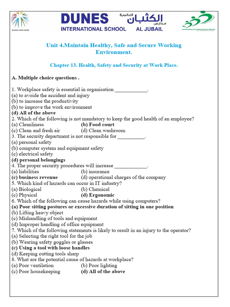 Unit4_Maintain Healthy ,Safe and Secure Working Environment | PDF ...