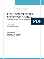 Assessment in The Affective Domain: Reporting in Test and Measurement