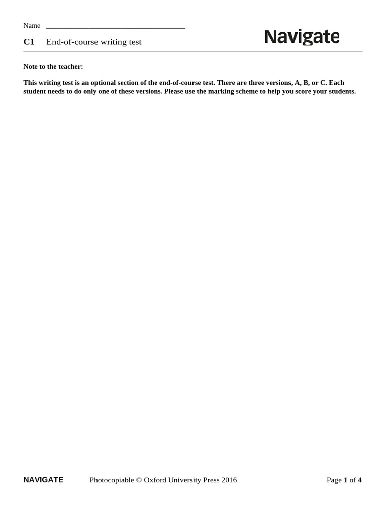 C1 End-of-Course Writing Test Guide | PDF