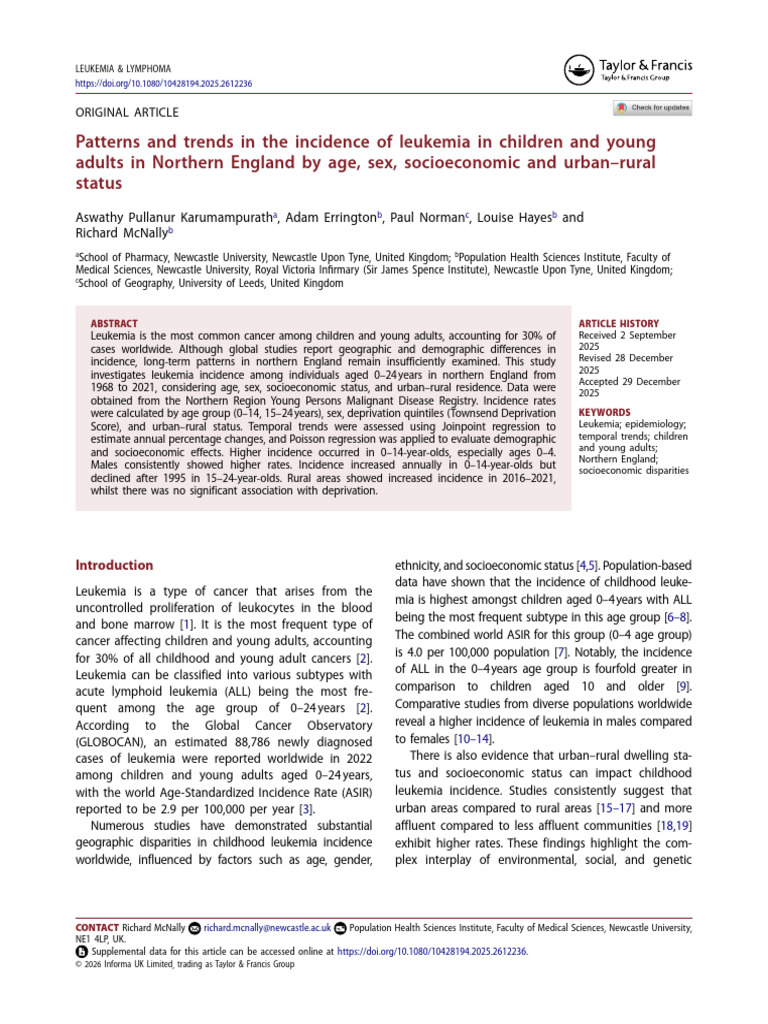 Trends in Childhood Leukemia Incidence | PDF | Leukemia | Cancer