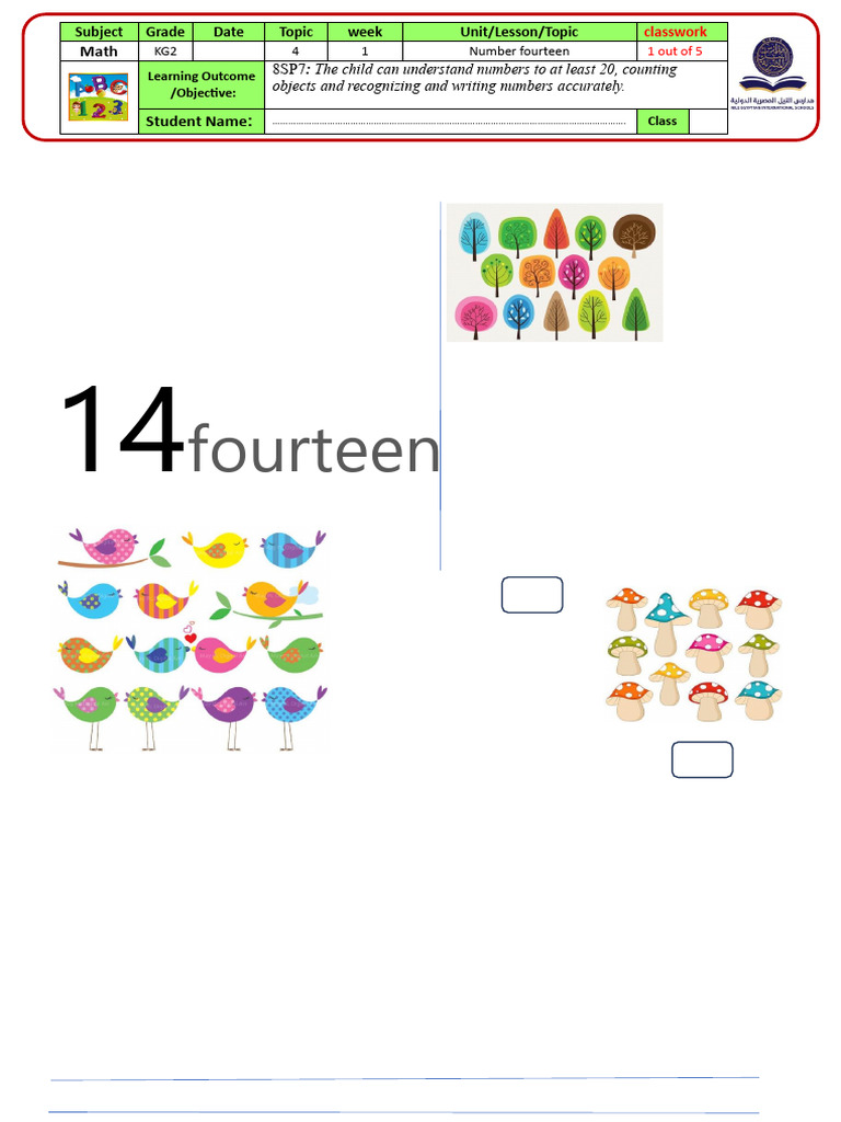 KG2 Math Classwork Assessments | PDF | Mathematics | Learning