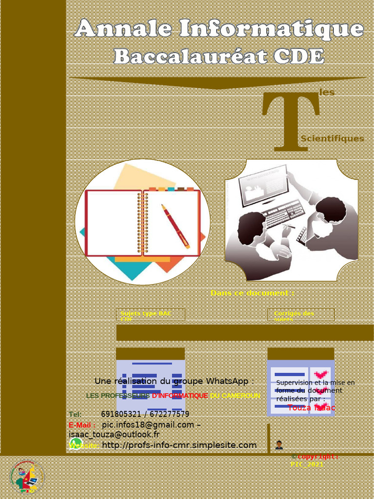Corrigés Annales BAC Informatique CDE | PDF | Programmation | Programme ...
