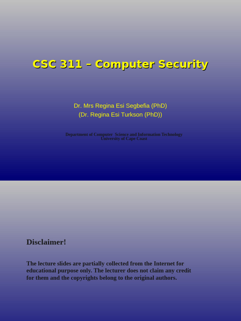CSC 311 Lesson 2 | PDF | Security | Computer Security