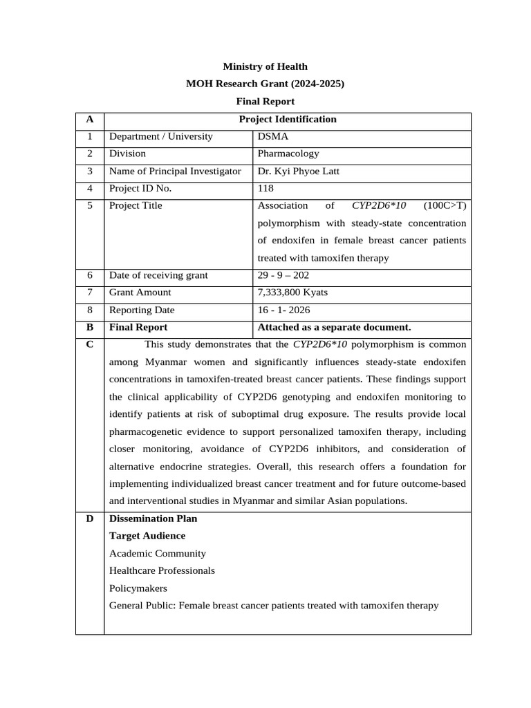 DMR Grant Final Report | PDF | Breast Cancer | Cancer