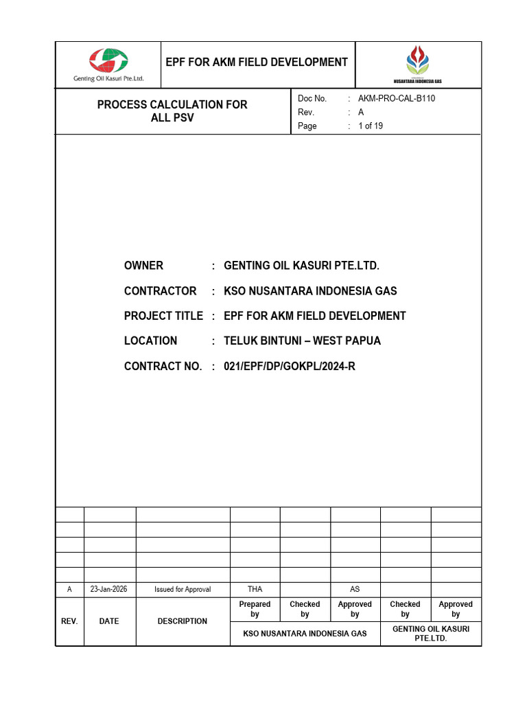 PSV Calculation for AKM Field Development | PDF | Pressure | Fluid ...