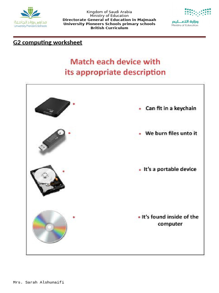 G2 Computing Worksheet - British Curriculum | PDF