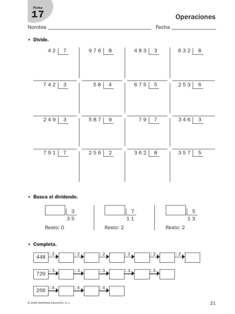 Operaciones matemáticas básicas y problemas | PDF