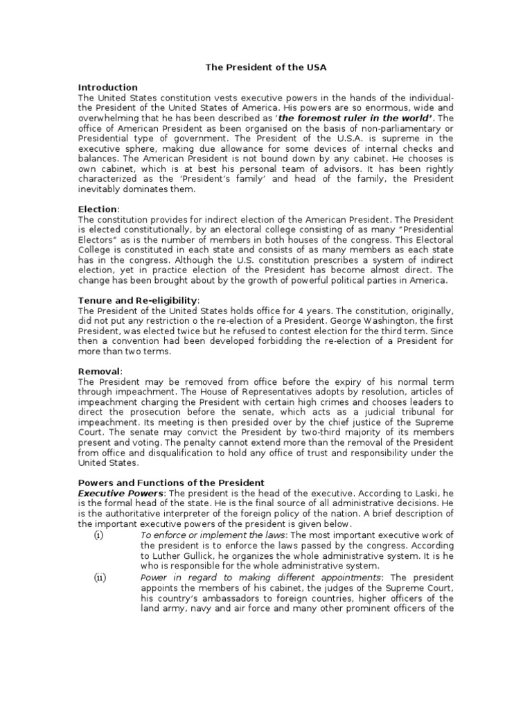 The United States Executive | PDF | Presidents Of The United States ...