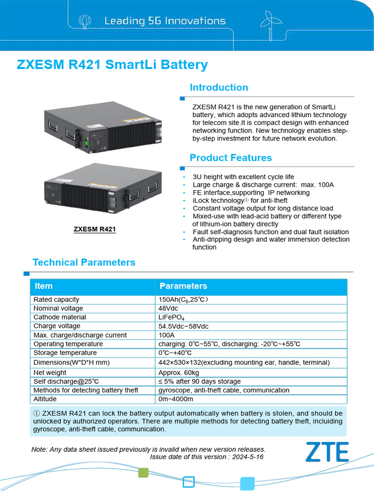 ZXESM R421 SmartLi Battery Overview | PDF | Lithium Ion Battery