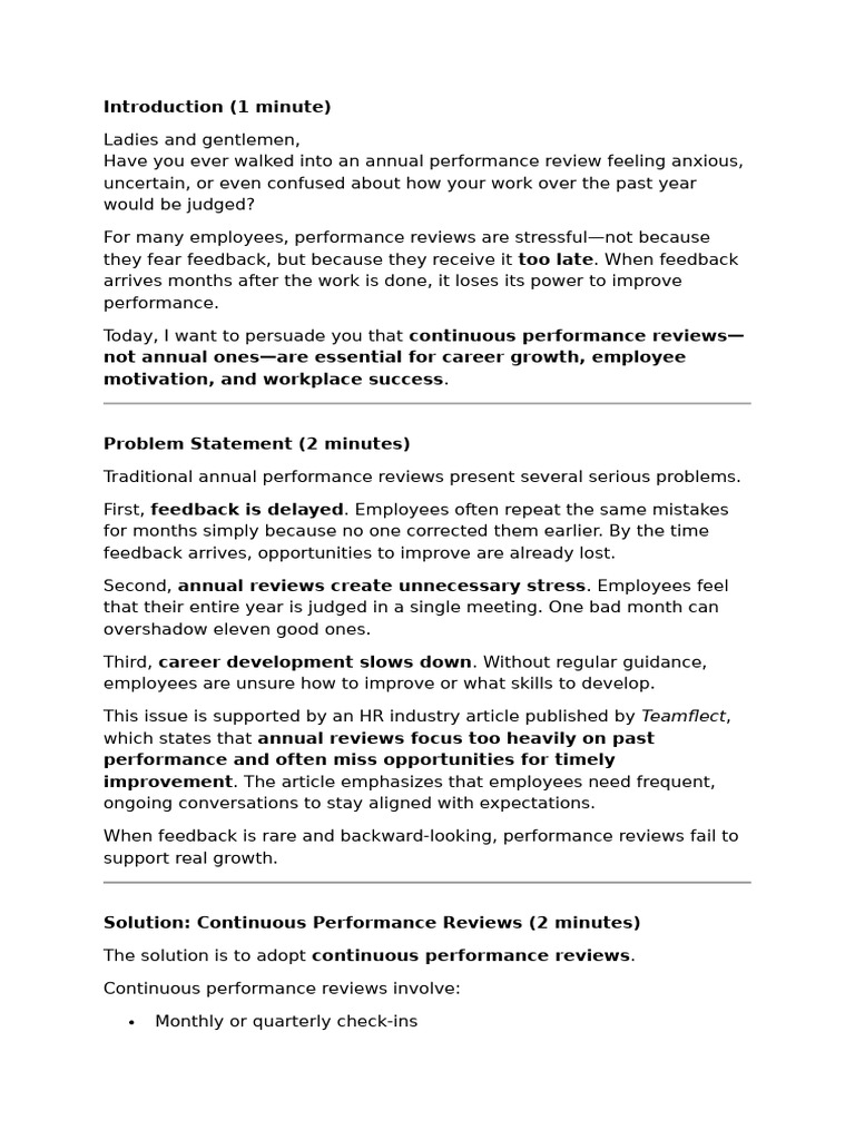 Benefits of Continuous Performance Reviews | PDF | Motivation ...