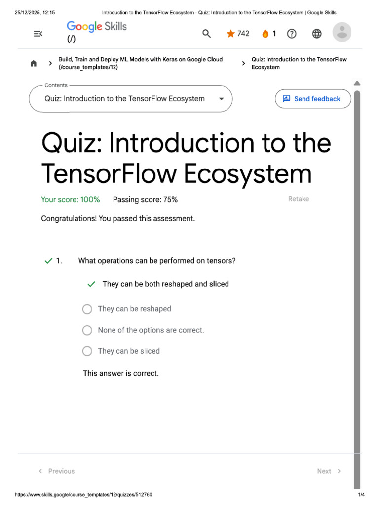 Quiz Tensorflow | PDF