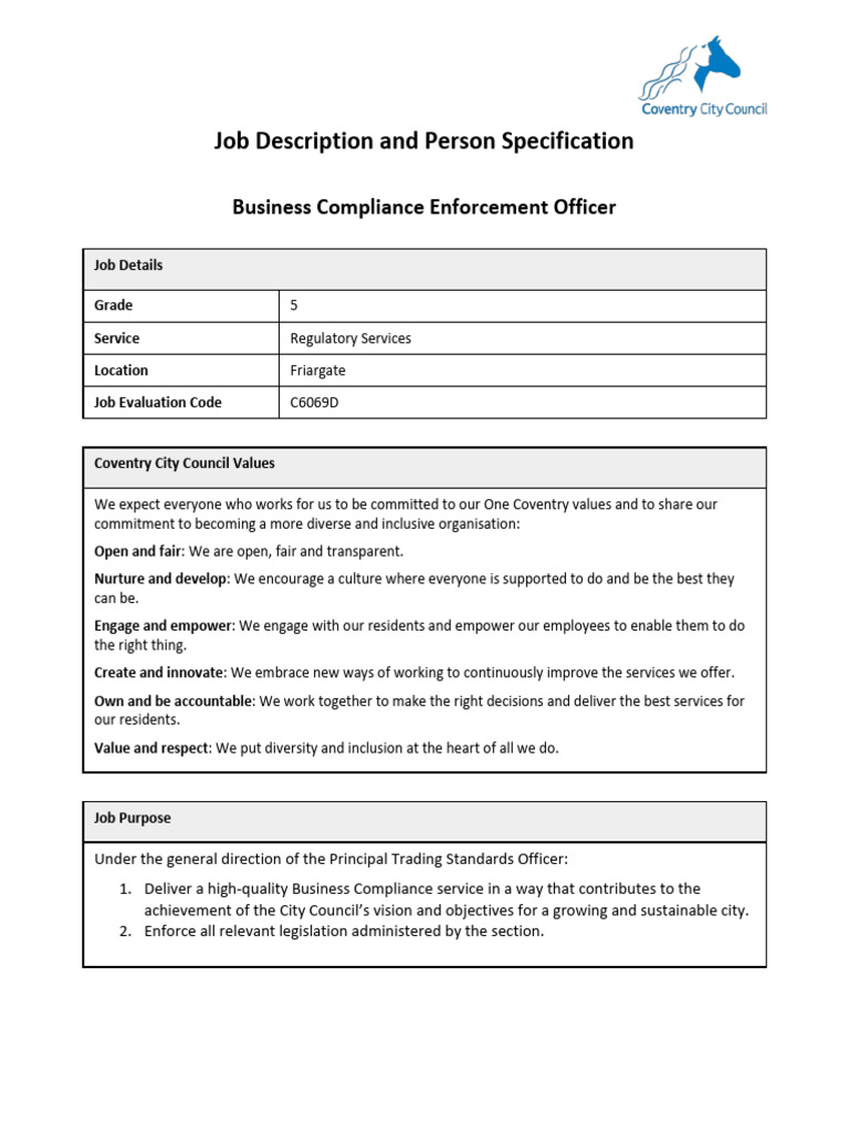 Business Compliance Officer Job Description | PDF | Knowledge | Information