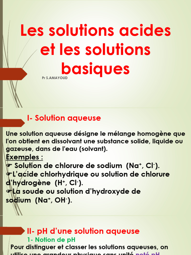 Solutions acides et basiques : pH et sécurité | PDF | Ph | Acide