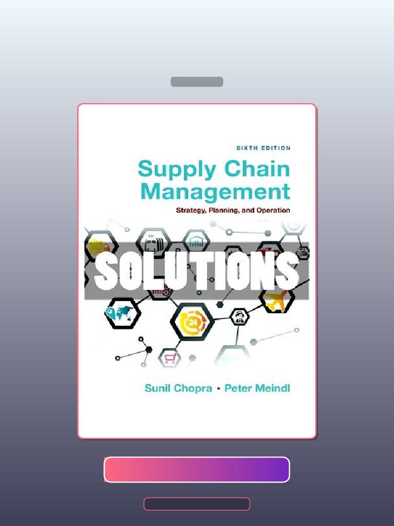 Supply Chain Management Strategy Planning and Operation 6 Ed Chopra E ...
