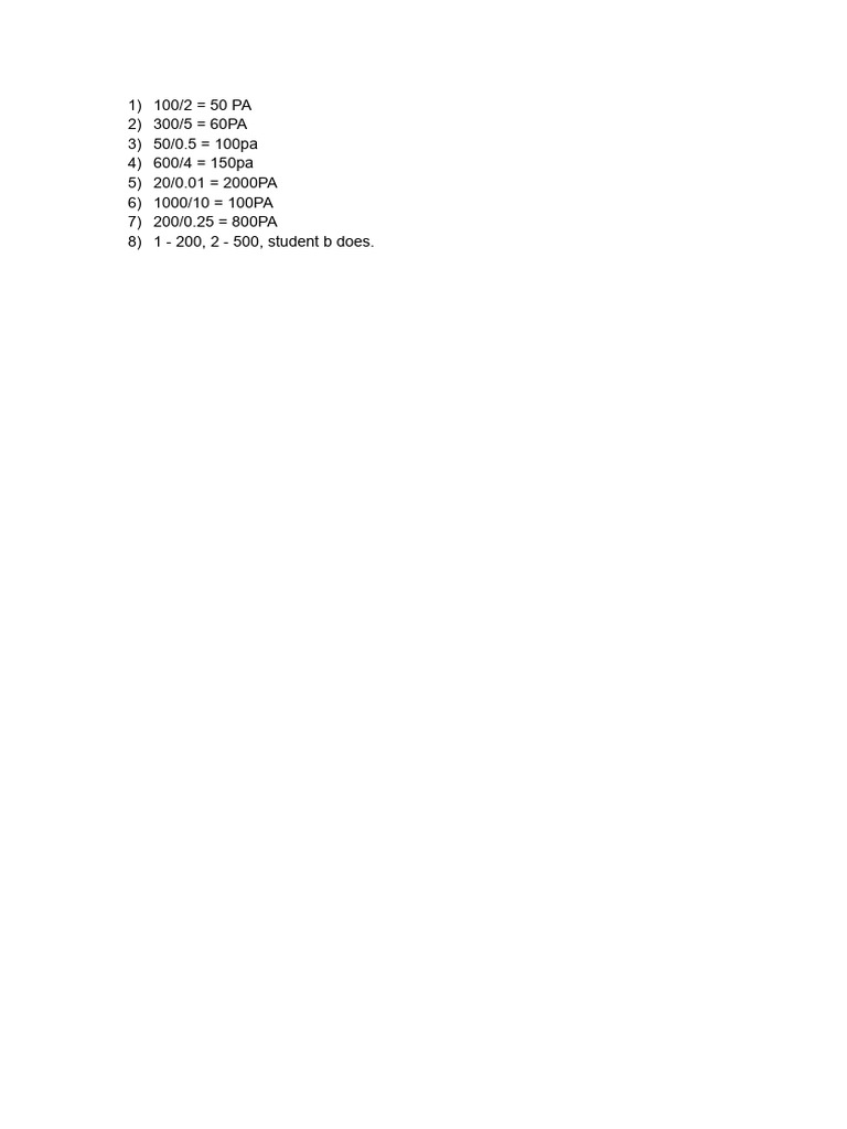 Pressure Homework | PDF