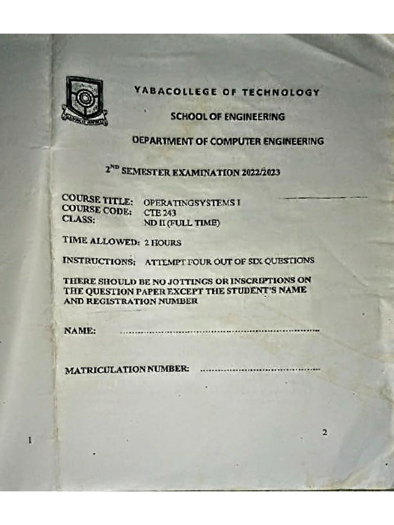 COMPUTER ENGINEERING ND2 2ND SEM PQ | PDF