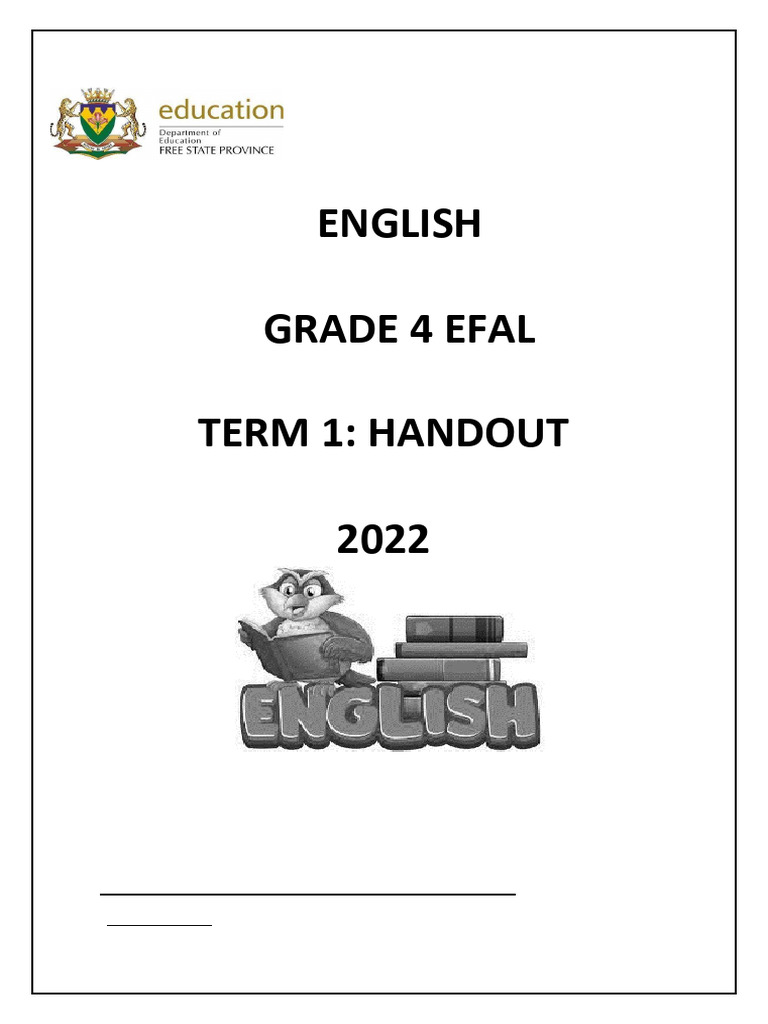 Grade 4 EFAL Language Handout 2022 | PDF | Noun | Plural