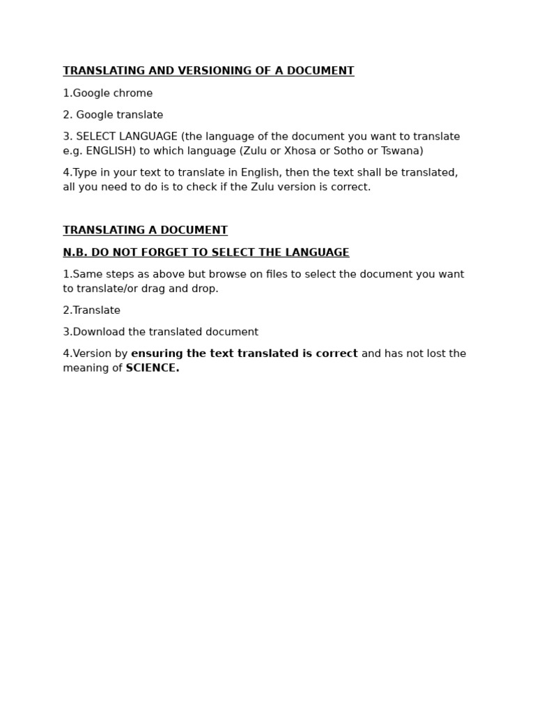 Document Translation and Versioning Guide | PDF
