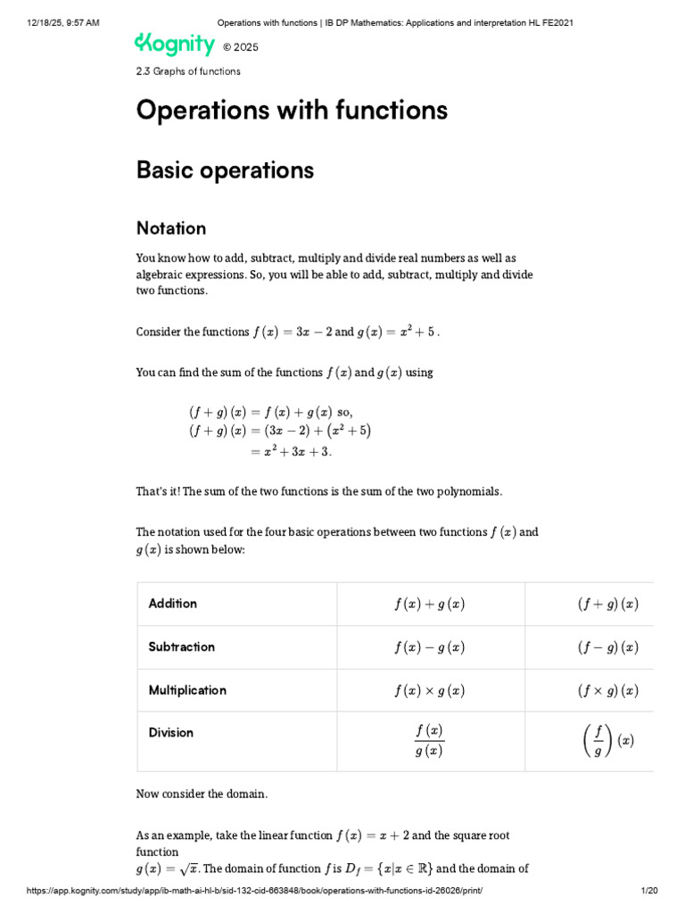 Operations with Functions Explained | PDF | Function (Mathematics ...