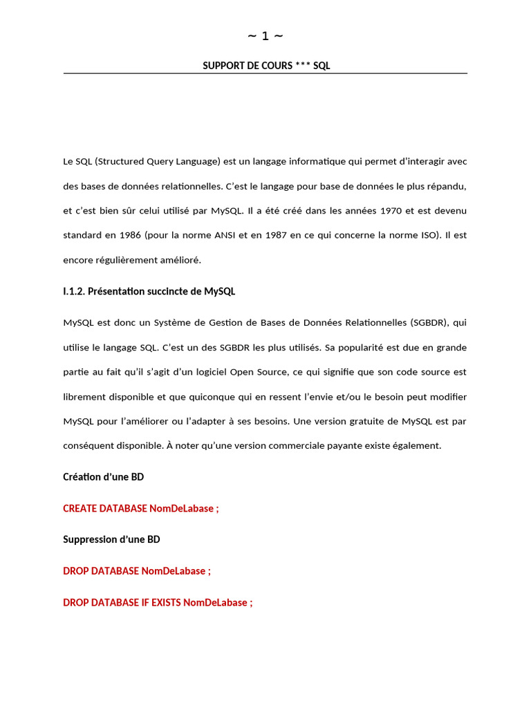 Introduction au SQL et MySQL | PDF | SQL | Base de données relationnelle
