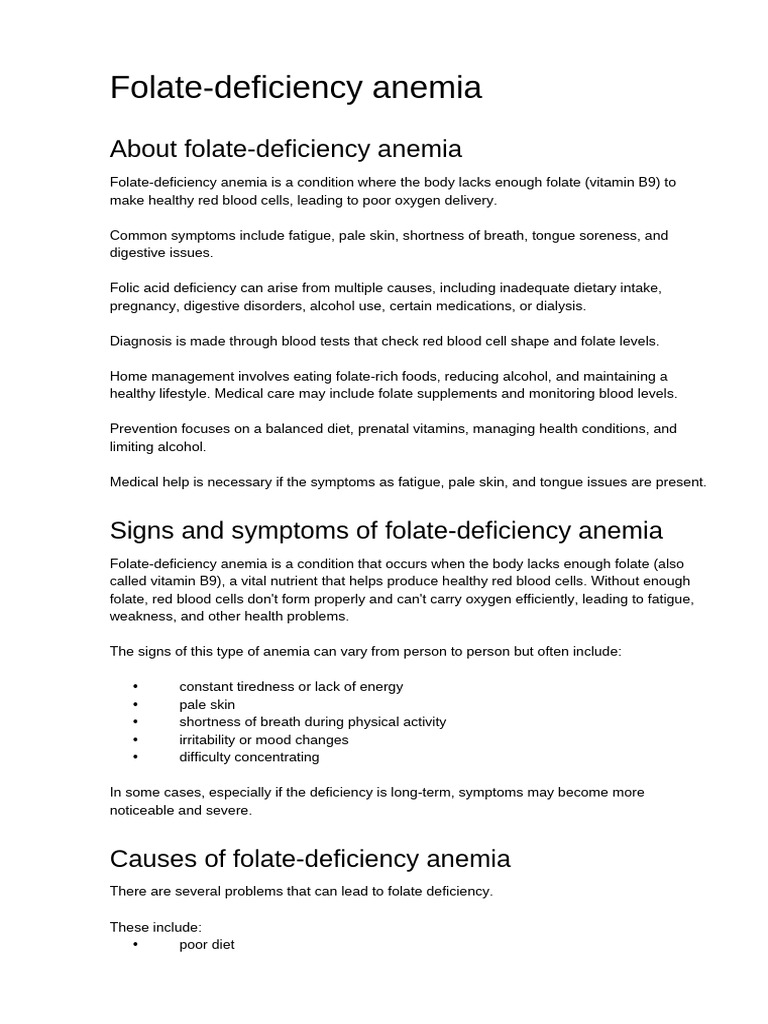 Understanding Folate-Deficiency Anemia | PDF | Anemia | Clinical Medicine