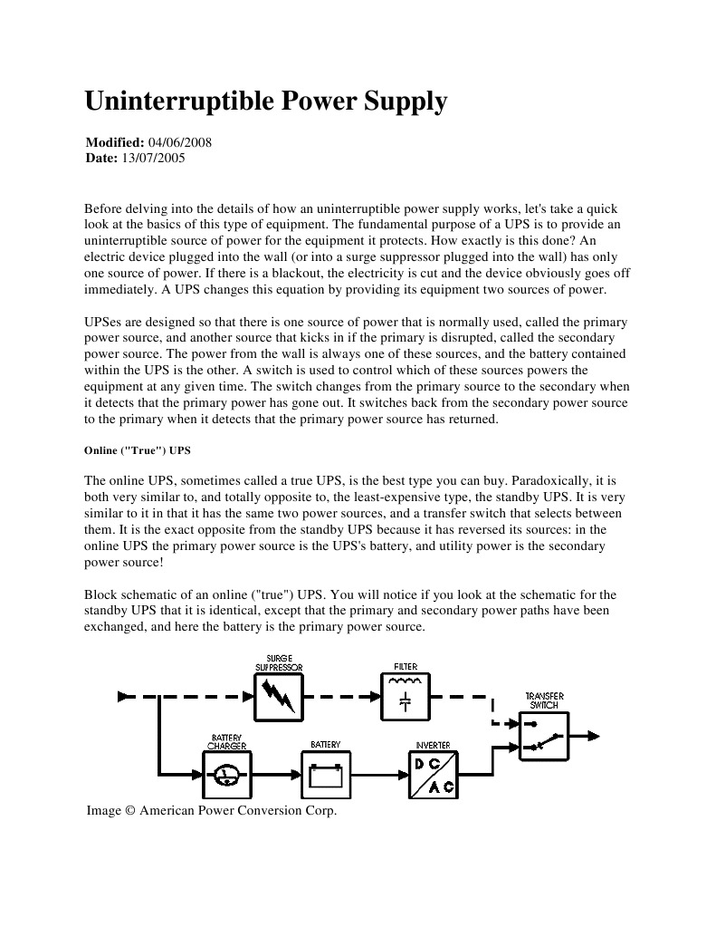 Uninterruptible Power Supply PDF Power Inverter Power Supply