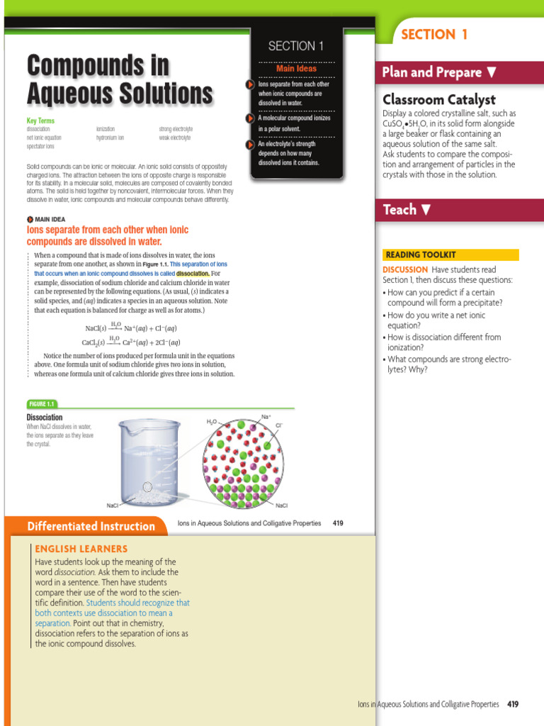 Ionic Compounds Dissociation in Water | PDF | Salt (Chemistry) | Solubility