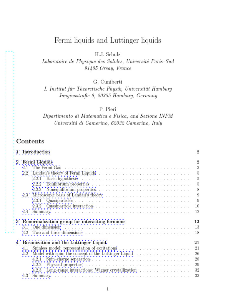 Fermi and Luttinger Liquids Explained | PDF | Spin (Physics